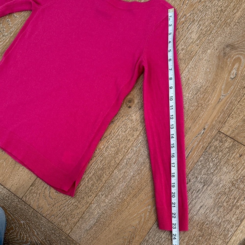 Ellen Tracy Fuchsia Pink Boat Neck Sweater 100% Extra Fine Merino Wool Sz S - Picture 9 of 12